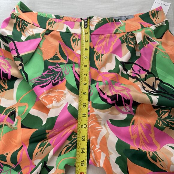 NWT Nine West Floral Culottes Pants Size XL Wide Leg Pull On Trouser Tropical - Picture 11 of 16